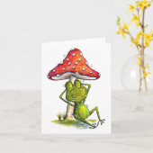 Whimsical Sleeping Froeping onder een paddenstoel Kaart (Gele Bloem)