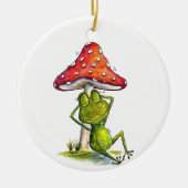 Whimsical Sleeping Froeping onder een paddenstoel Keramisch Ornament (Voorkant)