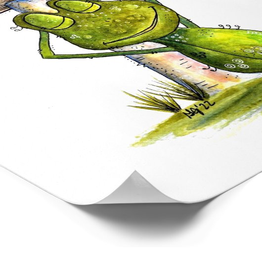 Whimsical Sleeping Froeping onder een paddenstoel Poster (Hoek)