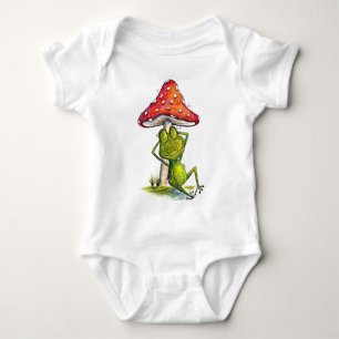 Whimsical Sleeping Froeping onder een paddenstoel Romper