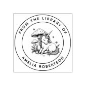 Whimsical Sleeping Unicorn Mushroom Bibliotheek Bo Rubberstempel (Afrduk)