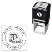 Whimsical Sleeping Unicorn Mushroom Bibliotheek Bo Zelfinktende Stempel (In situ)