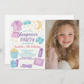 Whimsical Sleepover Party verjaardagsuitnodiging Kaart (Voorkant / Achterkant)