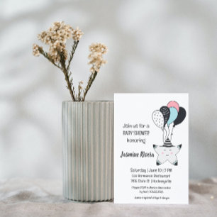 Whimsical Sleepy Star Baby shower Invitation Kaart