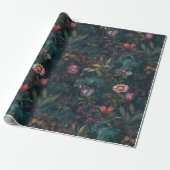 Whimsical Smaragd en Roze Bloemen Decoupage Cadeaupapier (Uitgerold)