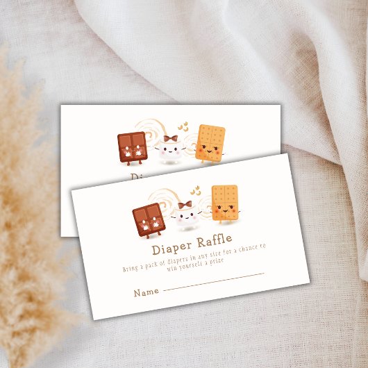 Whimsical S'more Fun Luier Raffle Baby shower Informatiekaartje