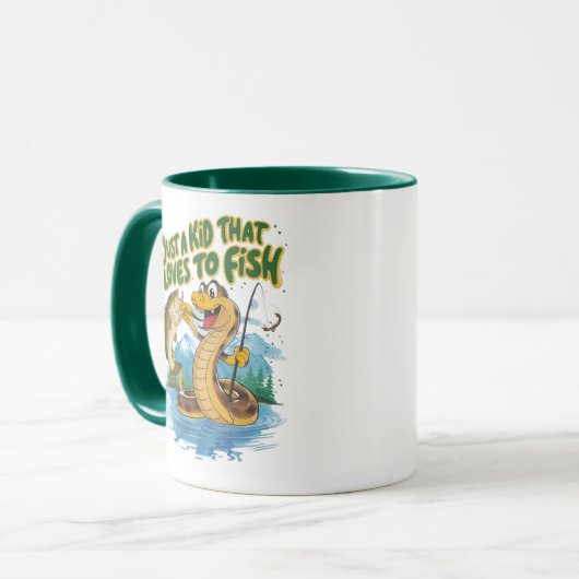 Whimsical Snake and Fish T-shirt Mok (Voorkant links)