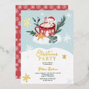 Whimsical-sneeuwman-chocoladeillustratie Folie Uitnodiging