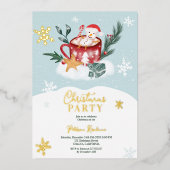 Whimsical-sneeuwman-chocoladeillustratie Folie Uitnodiging (Voorkant)