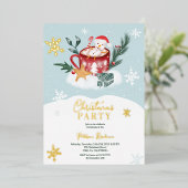 Whimsical-sneeuwman-chocoladeillustratie Folie Uitnodiging (Staand Voorkant)