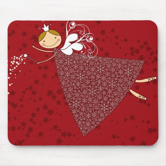 Whimsical Sneeuwvlokken Kerst Schattige Fairy Prin Muismat (Voorkant)