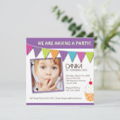 Whimsical Snoep Birthday Party Invitation Kaart (Staand voorkant)