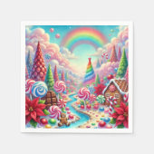 Whimsical Snoep Dreamscape & Poinsettia Decoupage Servet (Voorkant)