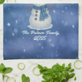 Whimsical Snow Man Vrolijk kerstfeest Theedoek (Gevouwen)