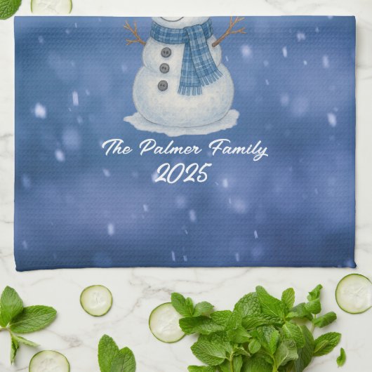 Whimsical Snow Man Vrolijk kerstfeest Theedoek (Gevouwen)