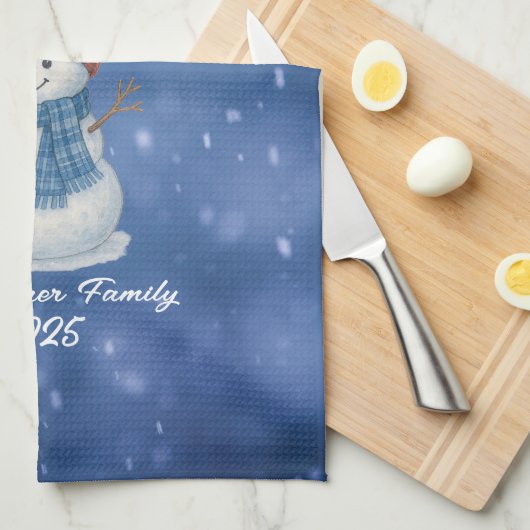 Whimsical Snow Man Vrolijk kerstfeest Theedoek (Quarter Fold)