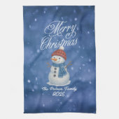 Whimsical Snow Man Vrolijk kerstfeest Theedoek (Verticaal)