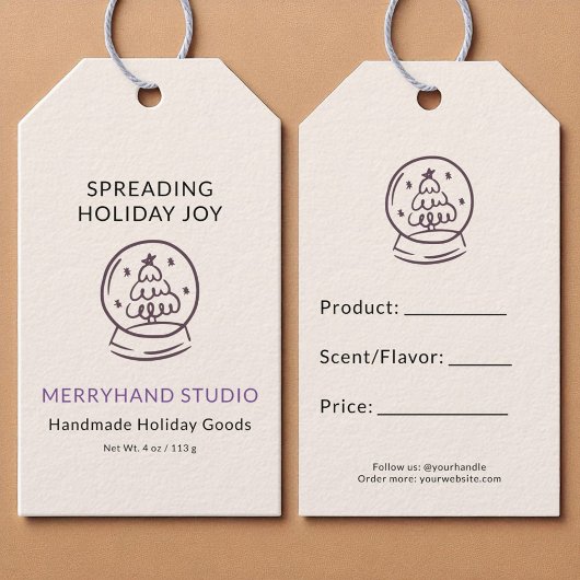 Whimsical Snow Wereldbol Christmas Product Label L Cadeaulabel