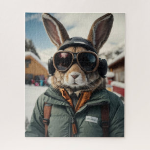 Whimsical Snowboarden Bunny Legpuzzel