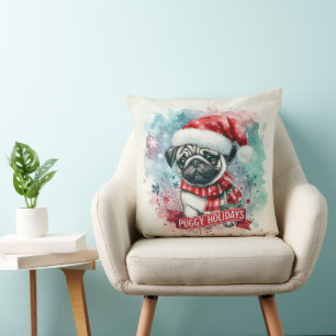 Whimsical Snowflake - Charmant Pug Dog Christmas Kussen