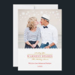 Whimsical Snowflakes Carte photo de vacances<br><div class="desc">Carte élégante avec une touche fantaisiste, idéale pour célébrer la saison des Fêtes. Ajoutez votre photo de famille pour une touche personnelle. Comprend de minuscules flocons de neige le long du bord supérieur. Le lettrage élégant ajoute à l'aspect élégant de ce design. Carte générique idéal pour célébrer Noël et tous...</div>