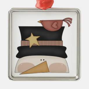Whimsical Snowman en Cardinaal Friend Metalen Ornament