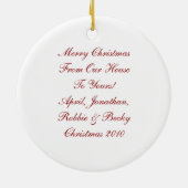 Whimsical Snowman en Red Bird Kerstmis Keramisch Ornament (Achterkant)