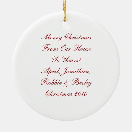 Whimsical Snowman en Red Bird Kerstmis Keramisch Ornament (Achterkant)