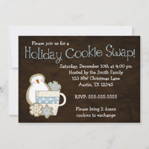 Whimsical Snowman Holiday Cookie Swap-uitnodiginge Kaart