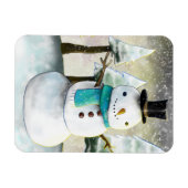 Whimsical Snowman in Winter Kerstmis Scene Magneet (Horizontaal)
