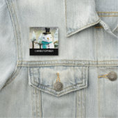 Whimsical Snowman in Winter Kerstmis Scene Naamplaatje (In situ)