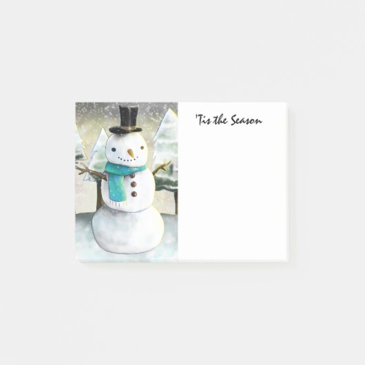 Whimsical Snowman in Winter Kerstmis Scene Post-it® Notes (Voorkant)