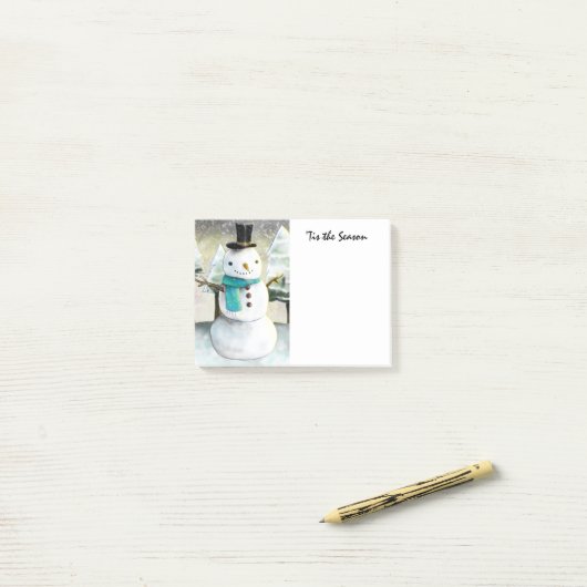 Whimsical Snowman in Winter Kerstmis Scene Post-it® Notes (Op bureau)