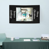 Whimsical Snowman in Winter Kerstmis Scene Spandoek (Beurs)