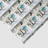 Whimsical Snowman in Winter Kerstmis Scene Tissuepapier (Detail)