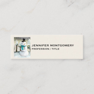 Whimsical Snowman in Winter Kersttekening Mini Visitekaartje