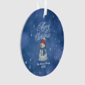 Whimsical Snowman Merry Kerstmis Ornament (voorkant)