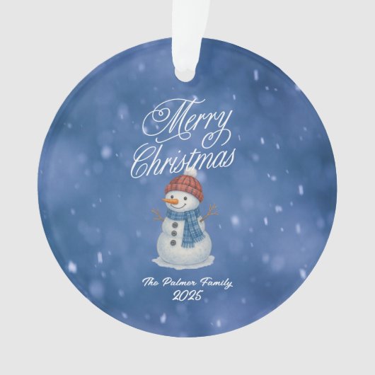 Whimsical Snowman Merry Kerstmis Ornament (voorkant)