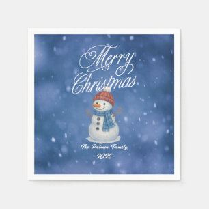 Whimsical Snowman Merry Kerstmis Servet