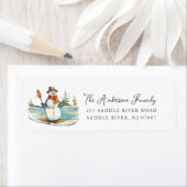 Whimsical Snowman Return Address Etiket (Insitu)