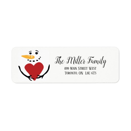 Whimsical Snowman Return Address Labels (Voorkant)
