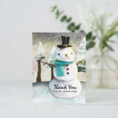 Whimsical Snowman Winter Scene Kerstdank Briefkaart (Staand voorkant)