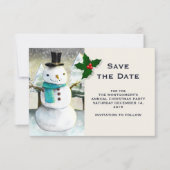 Whimsical Snowman Winter Scene kersttekening Save The Date (Voorkant)