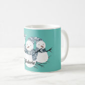 Whimsical Snowmen Trio Personalized Koffiemok (Voorkant rechts)