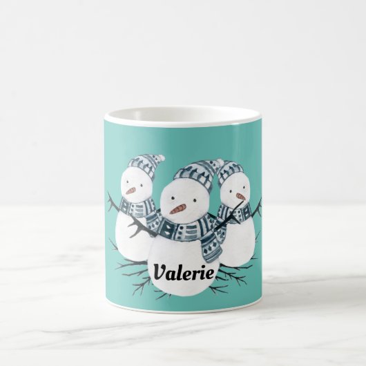 Whimsical Snowmen Trio Personalized Koffiemok (Center)