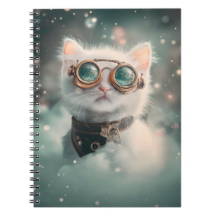 Whimsical Snowy White Cat, Kitten, Kat H2 Notitieboek