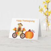 Whimsical Sock Monkey Thanksgiving  Kaart (Gele Bloem)