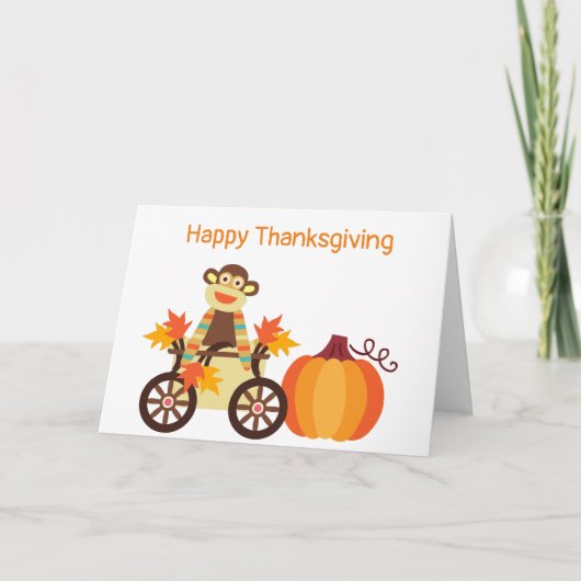 Whimsical Sock Monkey Thanksgiving  Kaart (Voorkant)