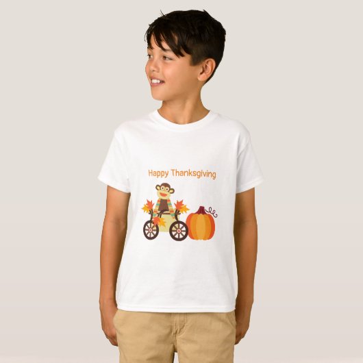 Whimsical Sock Monkey-Thanksgiving T-shirt (Voorkant volledig)