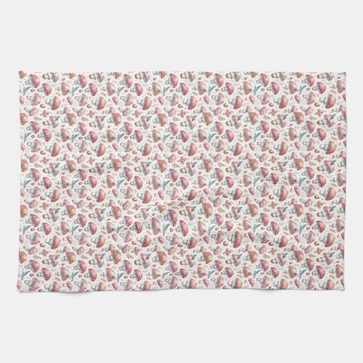 Whimsical Soft Mushroom Pattern Keukenhanddoek (Horizontaal)